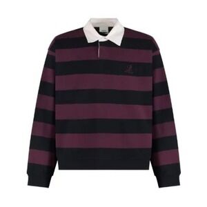 AGOLDE x RSVP Gallery Long Sleeve Cotton Polo Shirt Black/Burgundy MSRP 348 -NWT